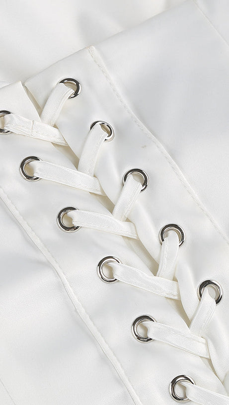 3D WHITE FLOWER ONE-SHOULDER MAXI DRESS IN BLACK