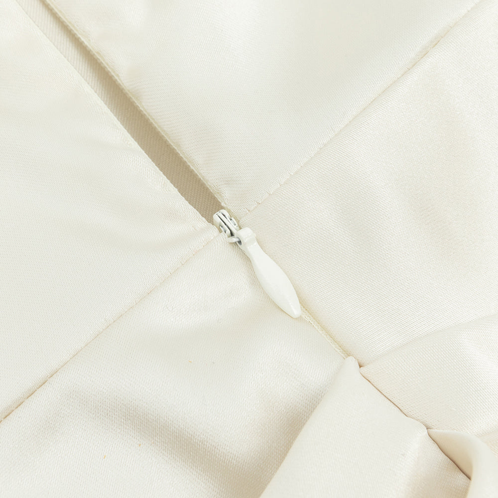 AIIZIE CAMILLE WHITE SATIN CORSET OFF SHOULDER GOWN - product image