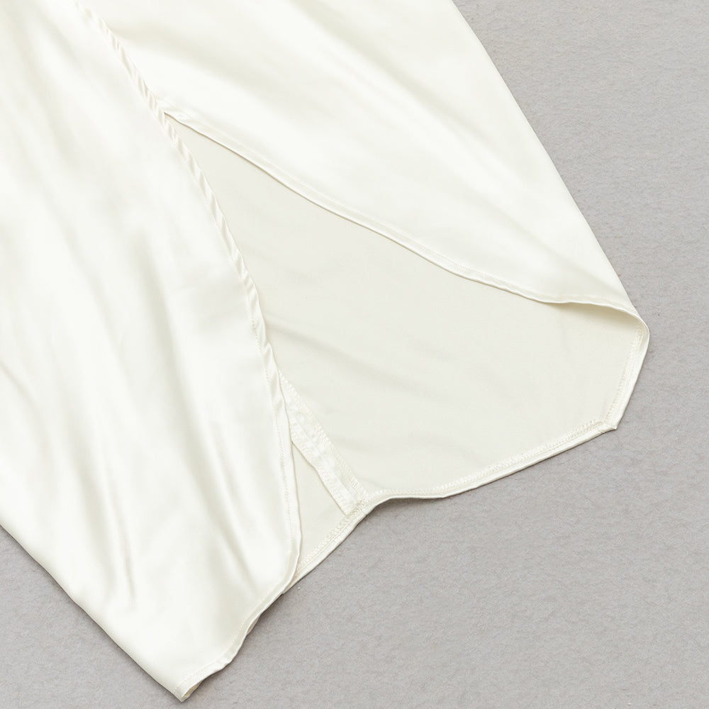 AIIZIE CAMILLE WHITE SATIN CORSET OFF SHOULDER GOWN - product image