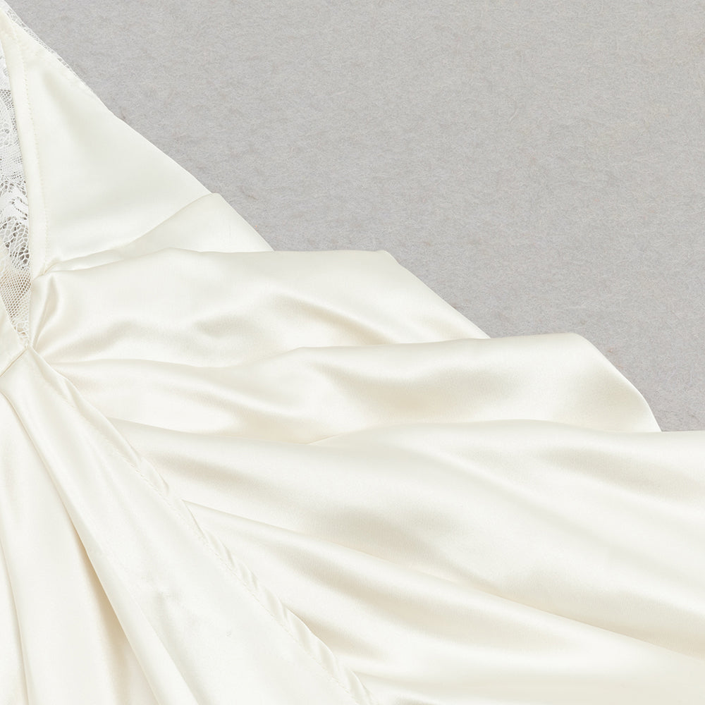 AIIZIE CAMILLE WHITE SATIN CORSET OFF SHOULDER GOWN - product image