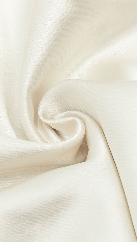 CAMILLE WHITE SATIN CORSET OFF SHOULDER GOWN