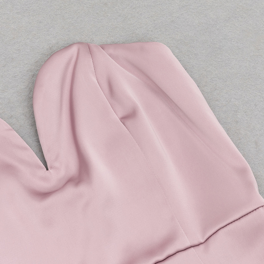 AIIZIE YETTA DUSTY PINK OFF-SHOULDER SLEEVELESS RUCHED GOWNS - product image