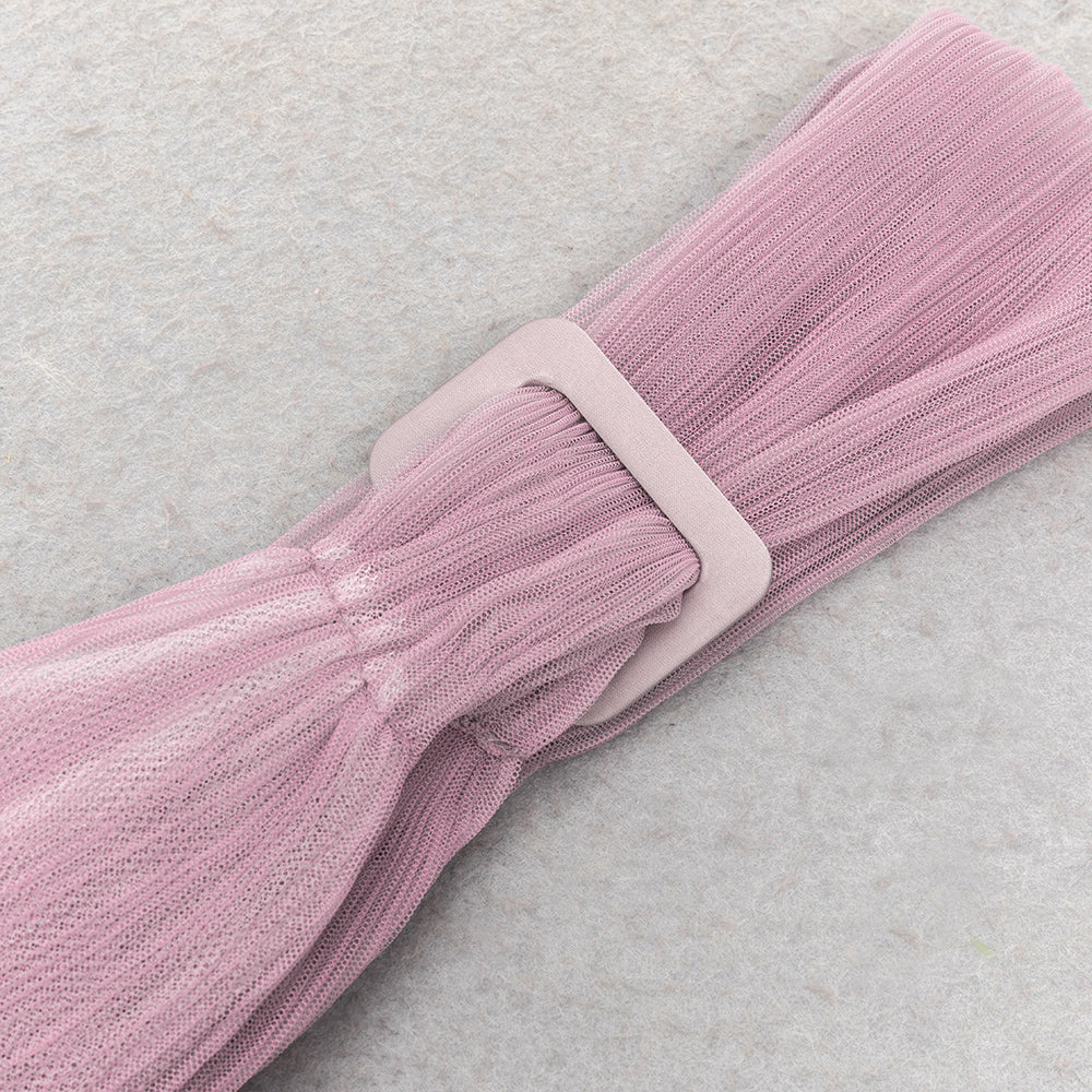 AIIZIE YETTA DUSTY PINK OFF-SHOULDER SLEEVELESS RUCHED GOWNS - product image