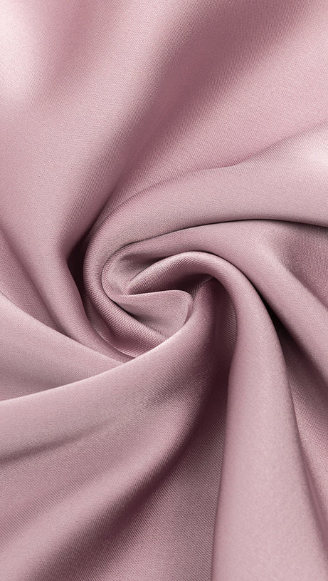 YETTA DUSTY PINK OFF-SHOULDER SLEEVELESS RUCHED GOWNS