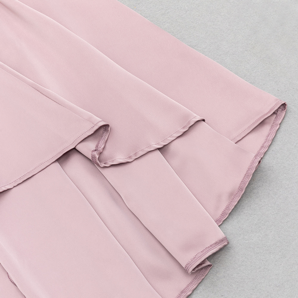 AIIZIE YETTA DUSTY PINK OFF-SHOULDER SLEEVELESS RUCHED GOWNS - product image