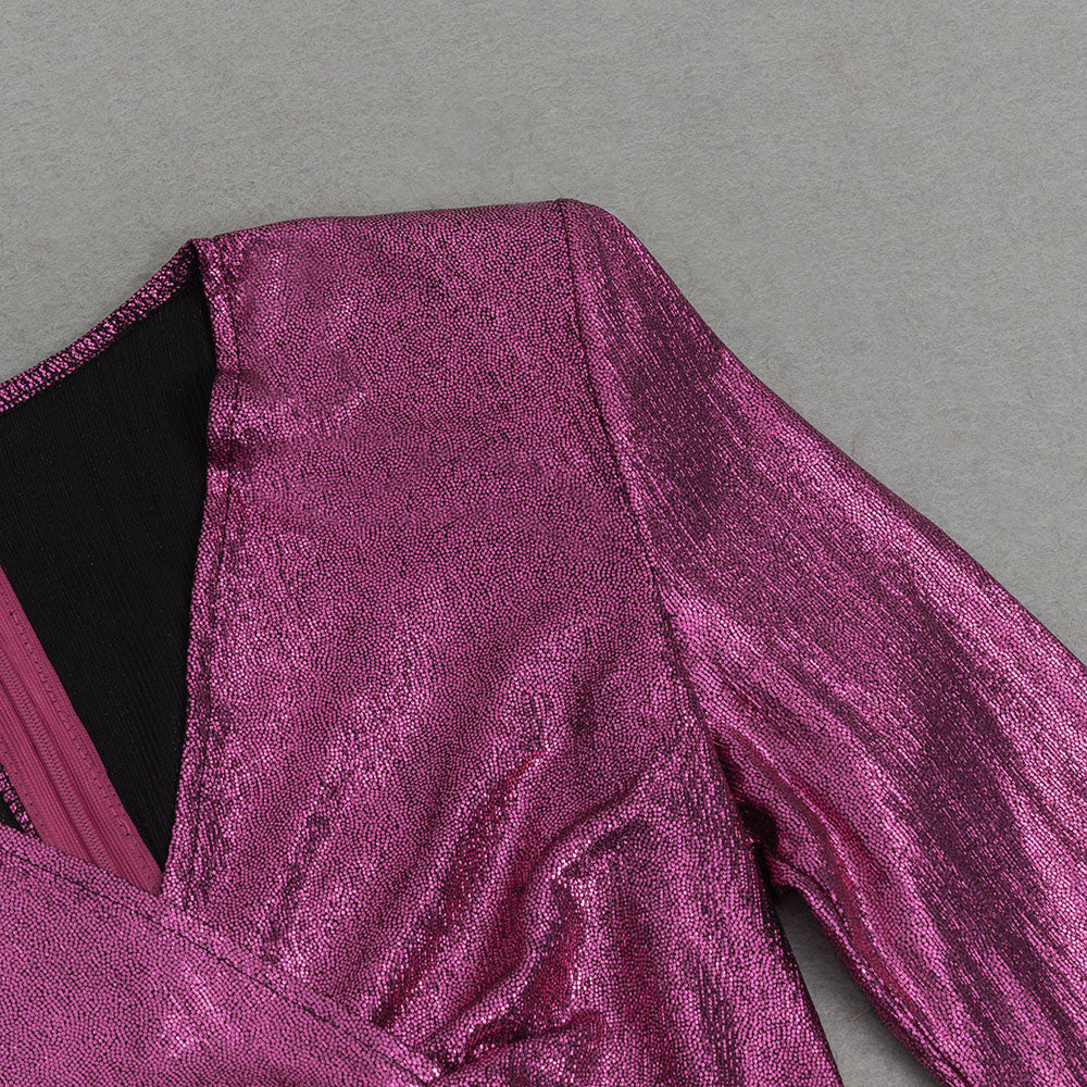 AIIZIE LONG SLEEVE RUCHED MAXI DRESS HOT PINK - product image