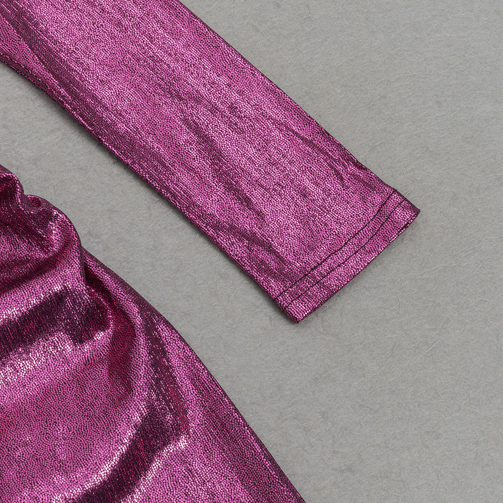 AIIZIE LONG SLEEVE RUCHED MAXI DRESS HOT PINK - product image