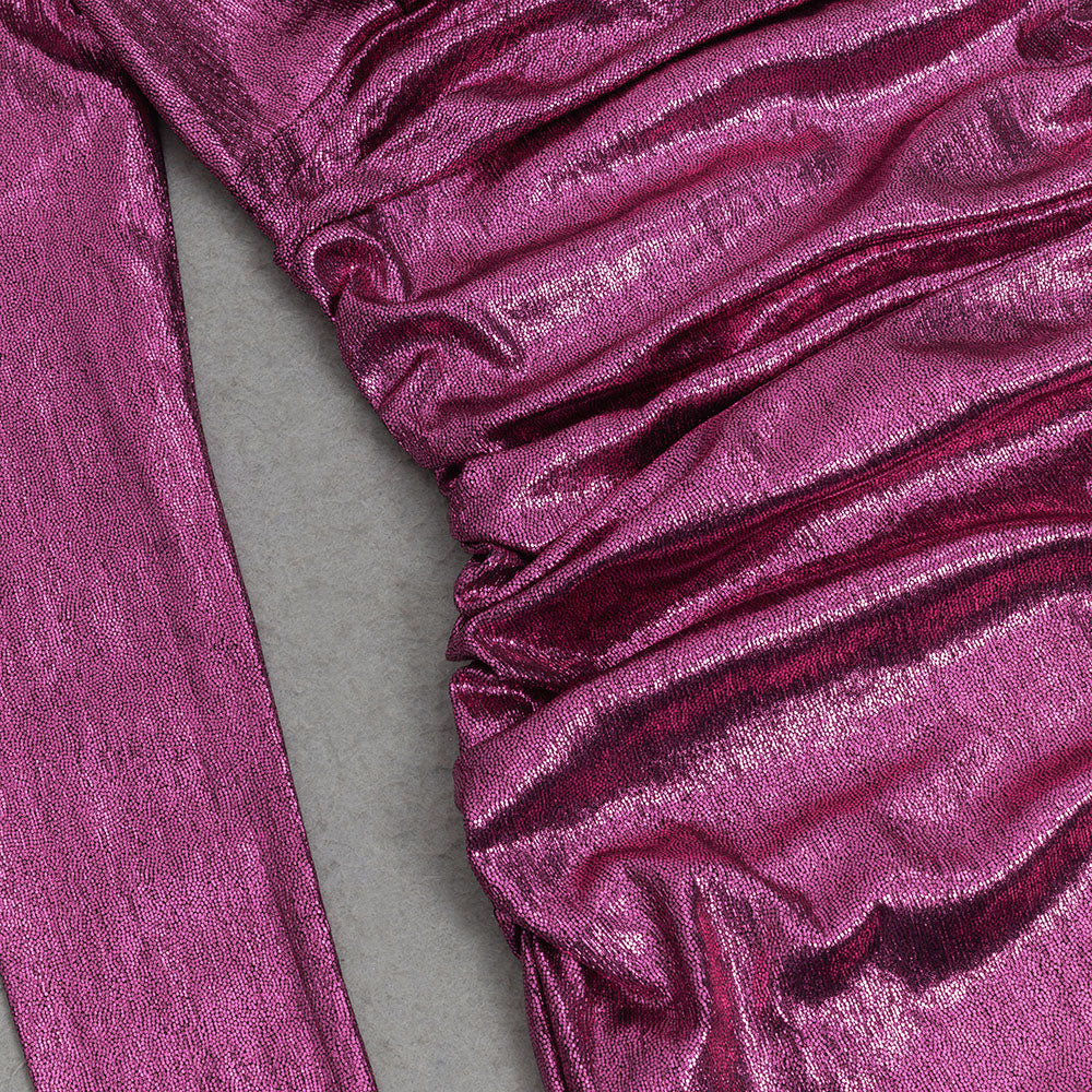 AIIZIE LONG SLEEVE RUCHED MAXI DRESS HOT PINK - product image