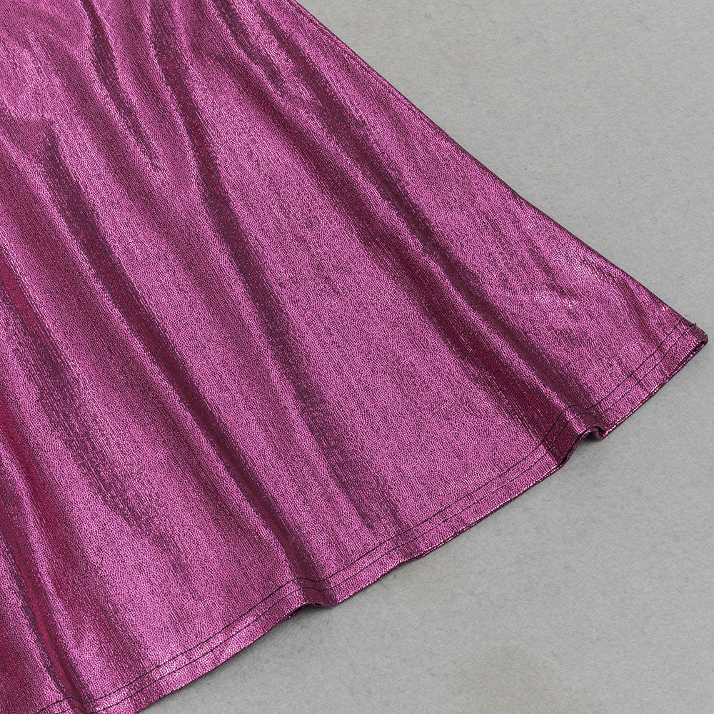 LANGÄRMELIGES MAXIKLEID MIT RÜSCHEN IN PINK