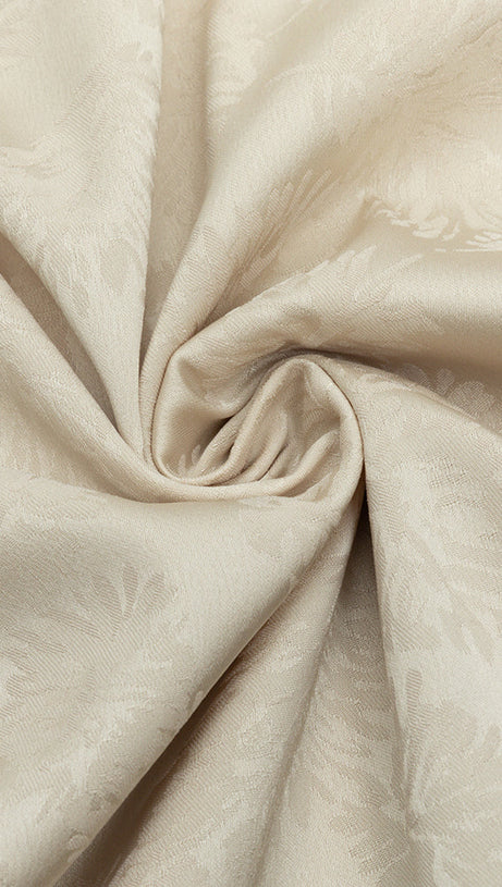 CHAMPAGNE RUCHED JACQUARD SLEEVELESS MIDI DRESS