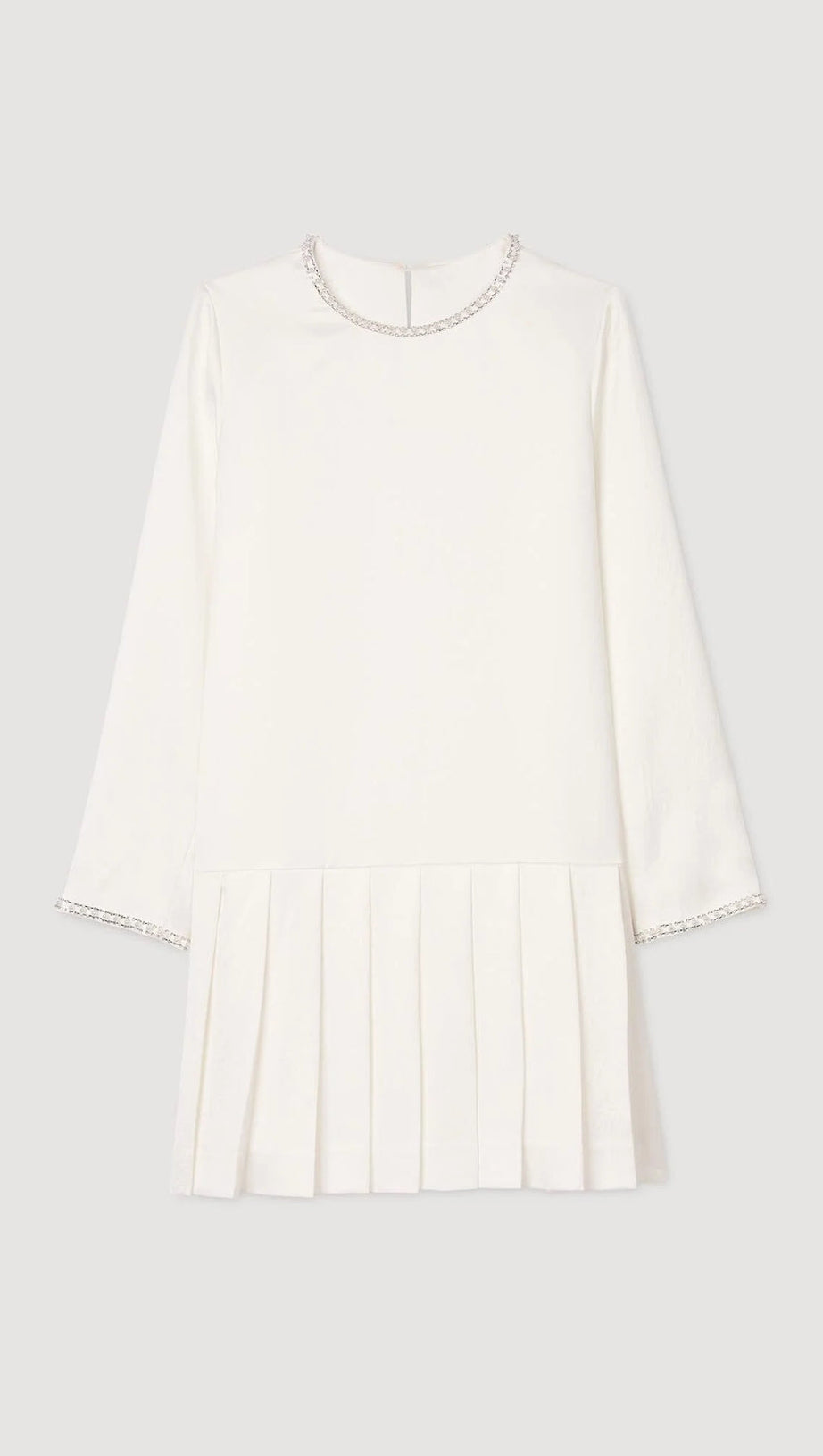 SHORT SATIN-EFFECT BEADED DRESS