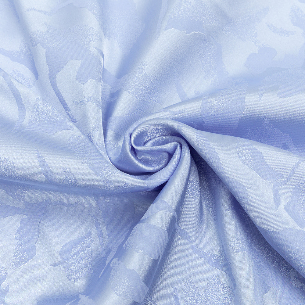 AIIZIE BLUE RUCHED JACQUARD ONE SHOULDER LONG SLEEVE MIDI DRESS - product image