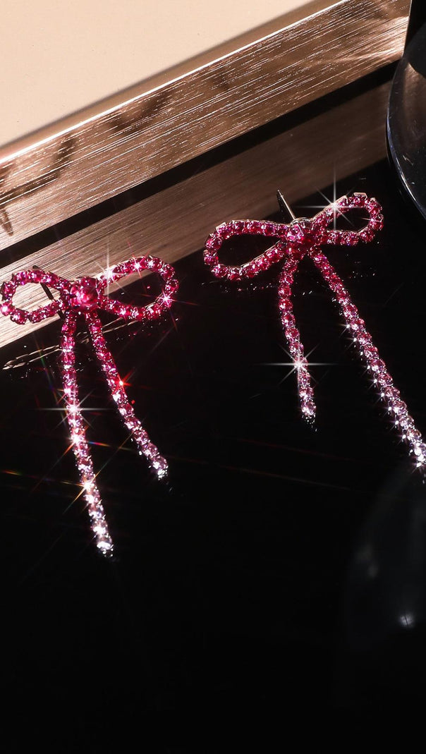 AIIZIE DANELLE RHINESTONE BOW EARRINGS - product image