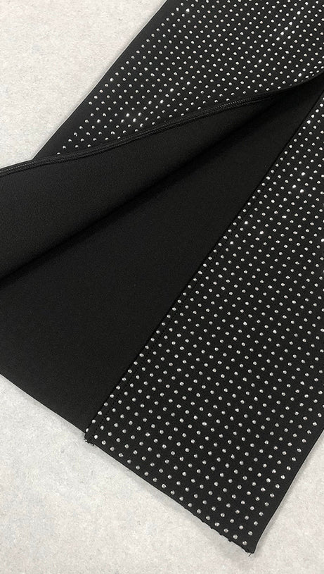 VIRGINIA BLACK JERSEY RHINESTONE MAXI DRESS