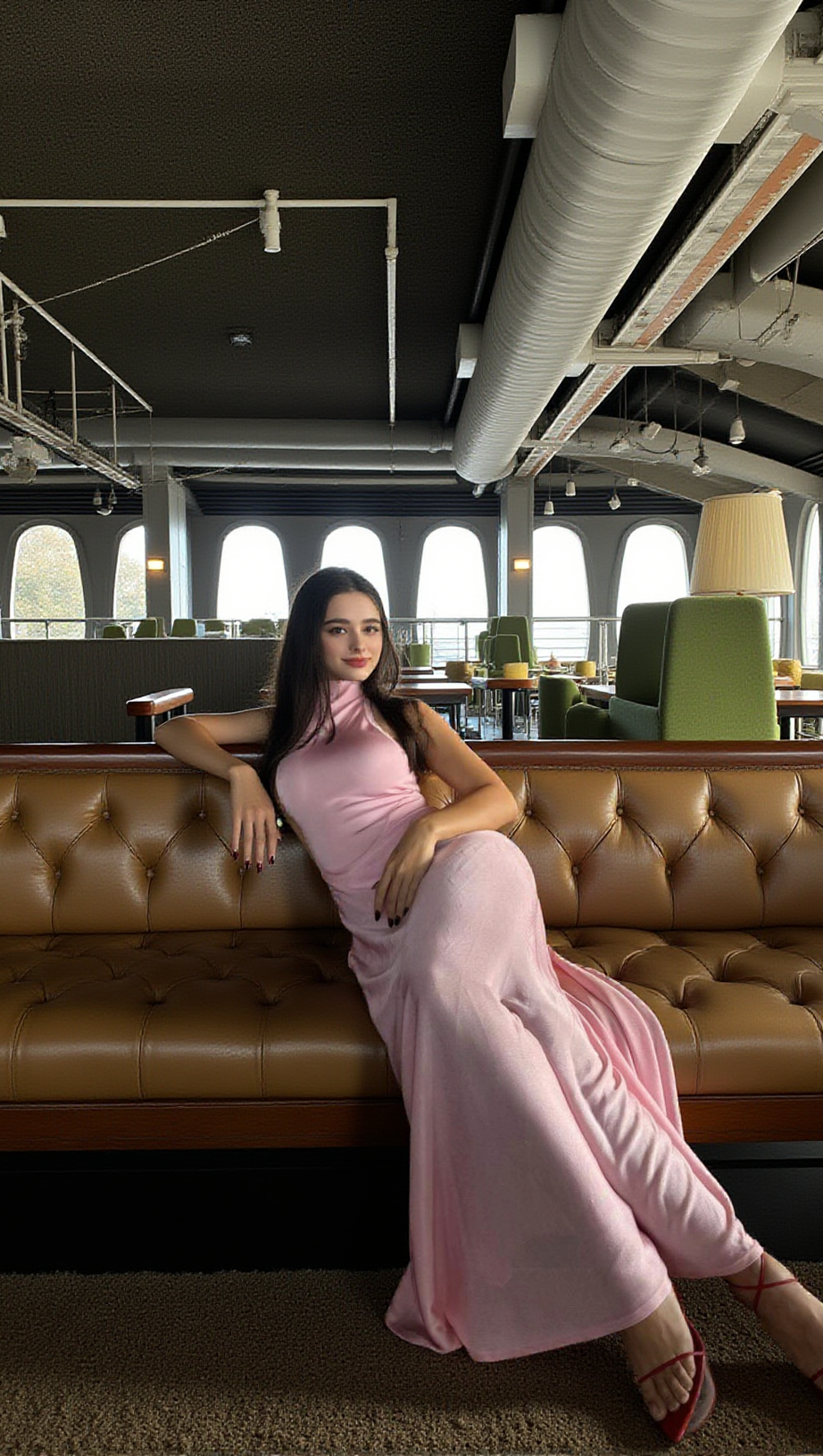 Neckholder-Maxikleid in A-Linie, Rosa