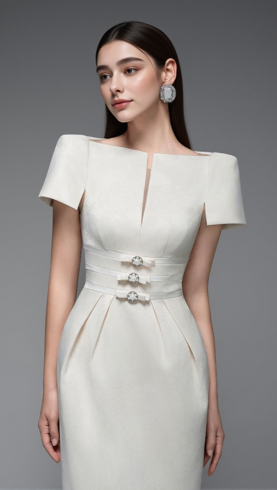 ABITO LUNGO IN BROCCATO CON SCOLLO A BARCA E GUAINA BEATRICE