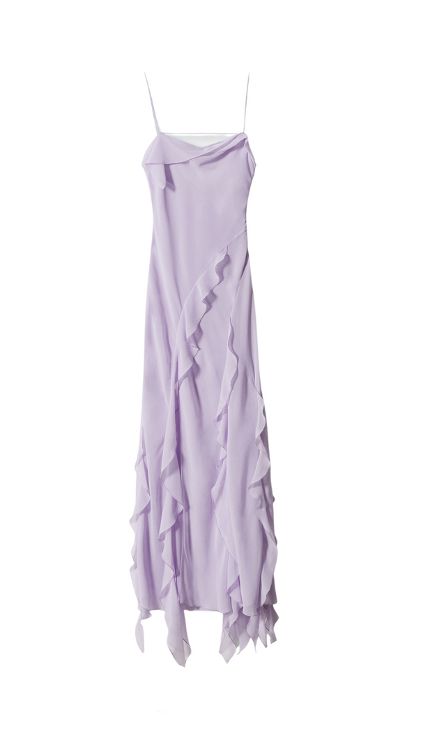 AIIZIE RUFFLED SLIT DETAIL MAXI DRESS IN BLUE - product image