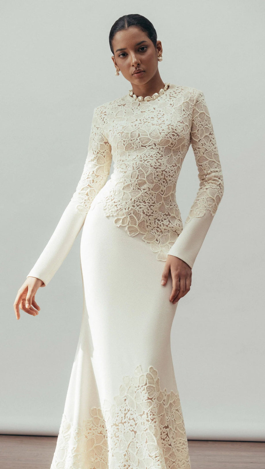 joanna white long sleeve Embroidered Maxi Dress