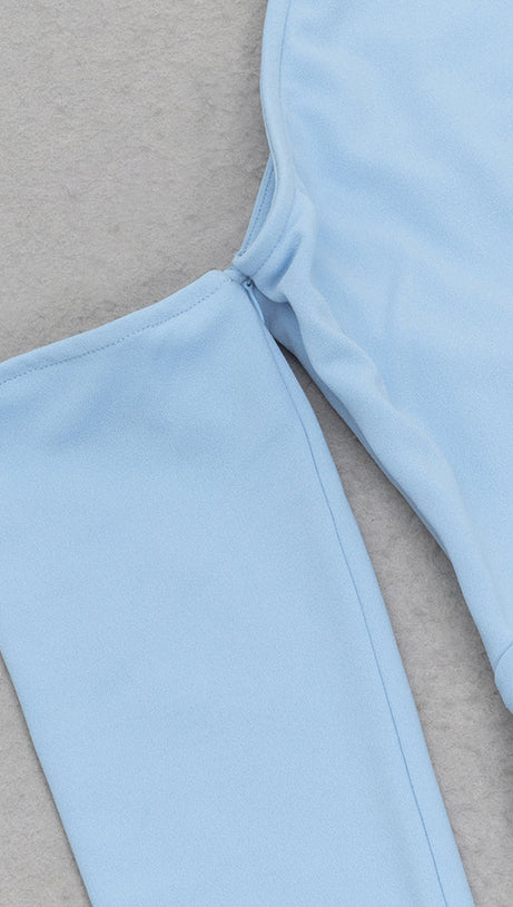 XYLIA BLUE ASYMMETRICAL ONE-SHOULDER BODYCON MAXI DRESS