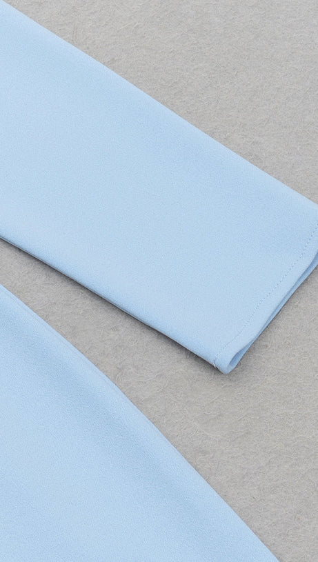 XYLIA BLUE ASYMMETRICAL ONE-SHOULDER BODYCON MAXI DRESS