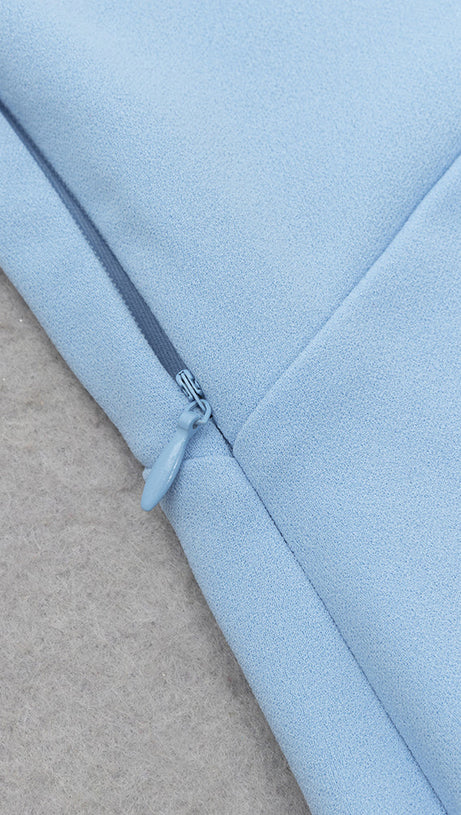 XYLIA BLUE ASYMMETRICAL ONE-SHOULDER BODYCON MAXI DRESS