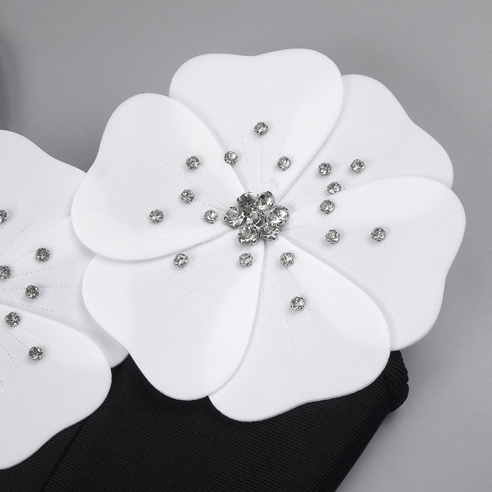 AIIZIE WHITE FLOWER EMBELLISHED MAXI DRESS IN BLACK - product image