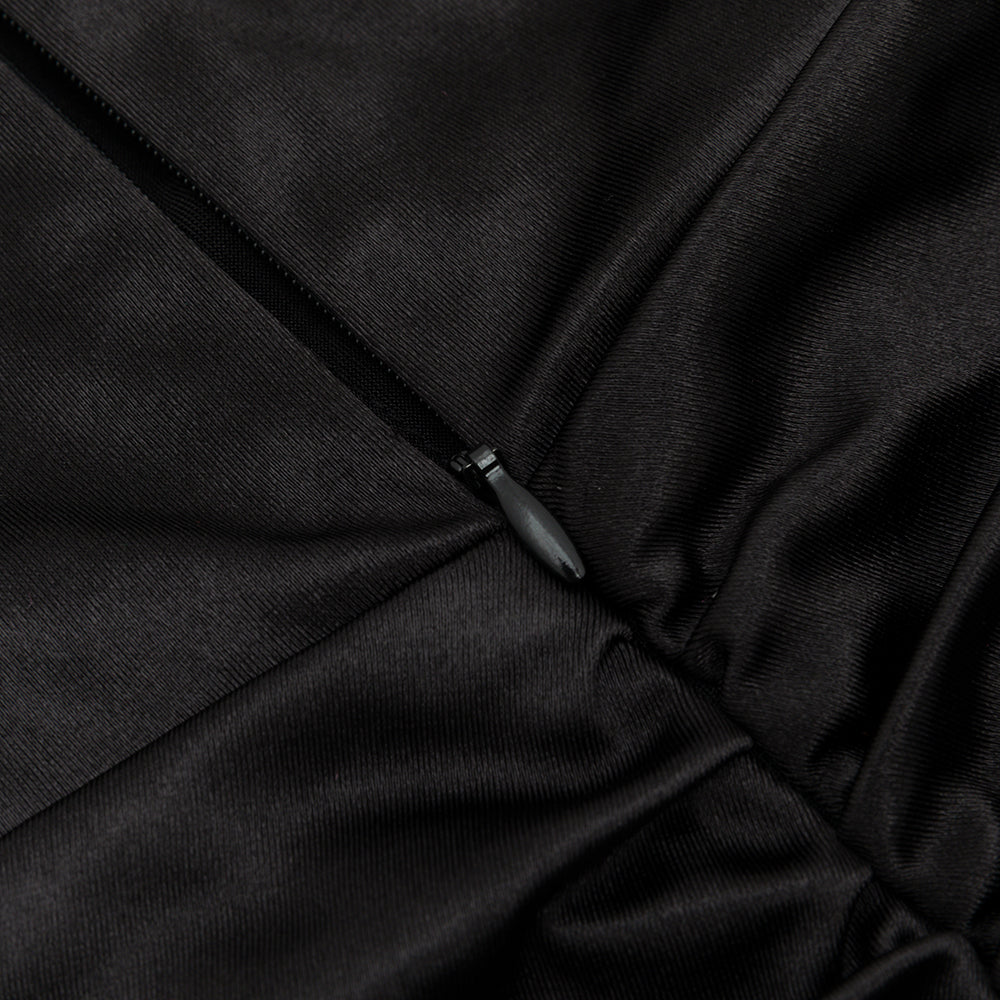 AIIZIE AGNES HALTER DRAPE HIGH SLIT MAXI DRESS IN BLACK - product image