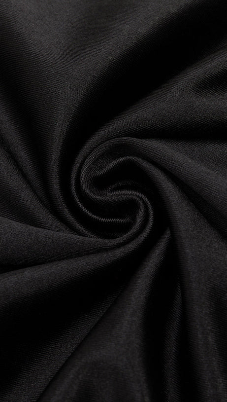 AGNES HALTER DRAPE HIGH SLIT MAXI DRESS IN BLACK