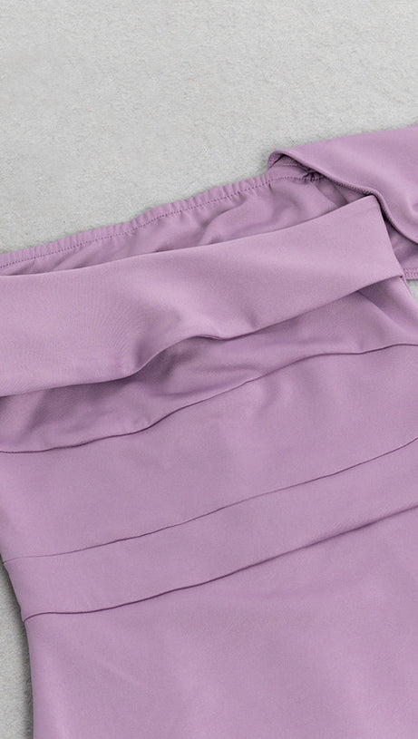 AFRA OFF SHOULDER BODYCON MAXI DRESS IN PURPLE