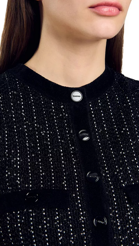 MINI DRESS IN BLACK WITH STRIPE EMBELLISHED