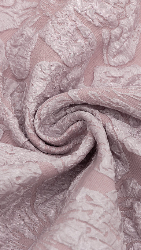 ALICE FLORAL JACQUARD PUFF SLEEVE BODYCON MAXI DRESS IN PINK