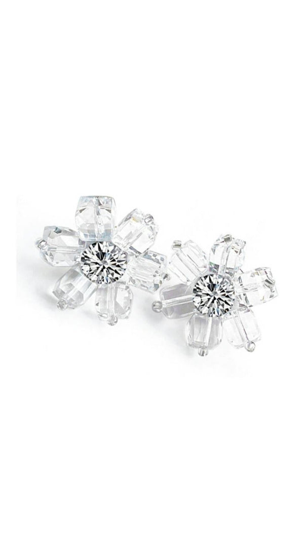 AIIZIE AUDRINA SPARKLING CRYSTAL FLOWER STUD EARRINGS FOR WOMEN - ELEGANT 3D FLORAL DESIGN - product image