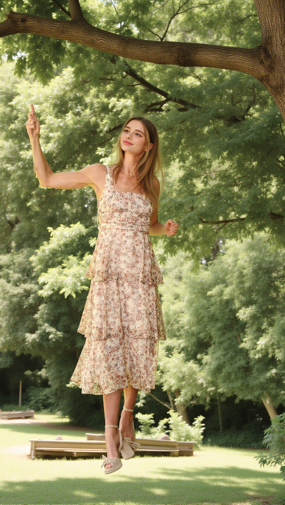 FLORAL MIDI DRESS IN IVORY-RUST