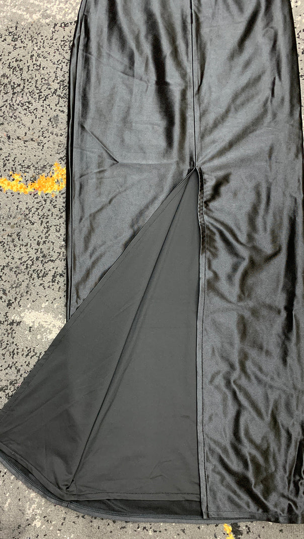 AIIZIE OFF SHOULDER BLACK VELVET MAXI DRESS - product image