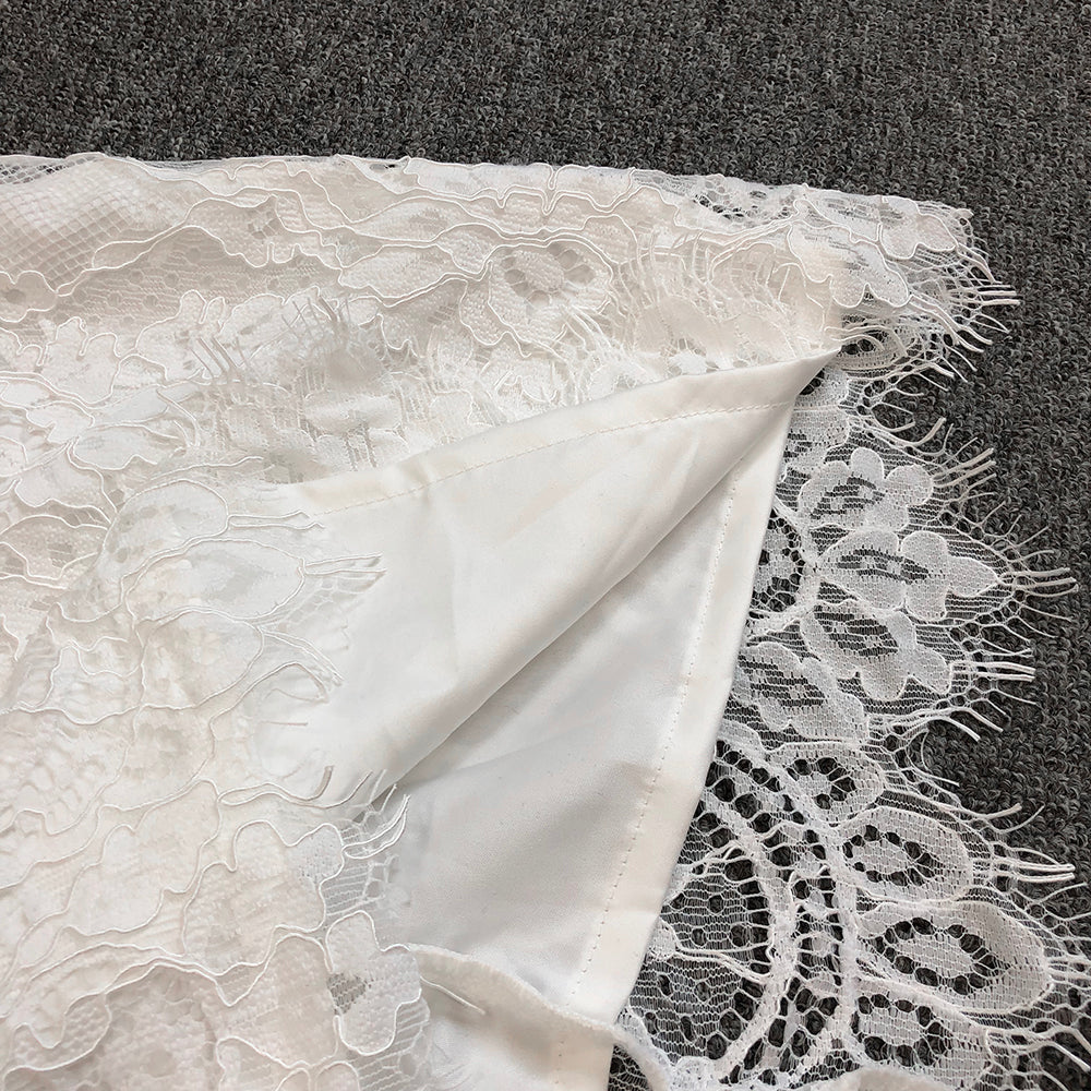 AIIZIE SHARON WHITE CUTOUT LACE BOLERO SKIRT SUIT - product image