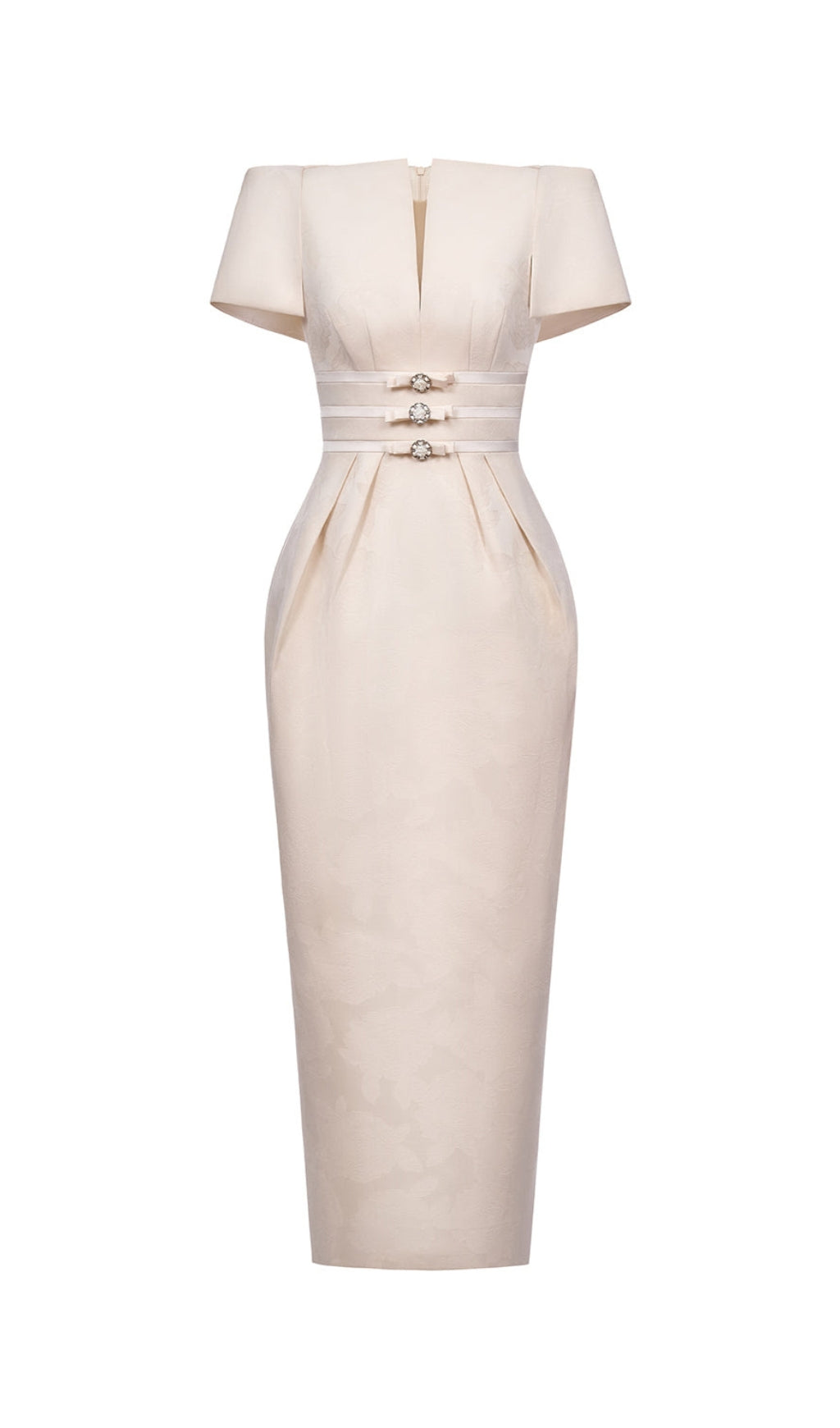 BEATRICE SHEATH BOAT NECK BROCADE MAXI DRESS