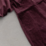 lantern sleeve velvet maxi dress in burgundy