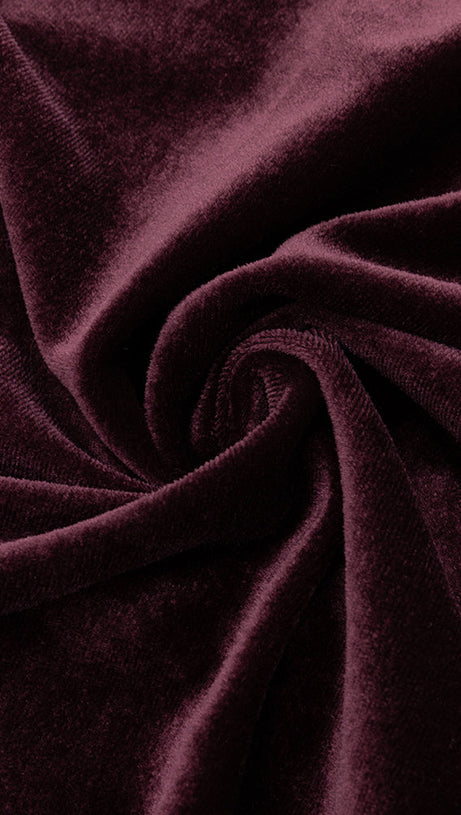 LANTERN SLEEVE VELVET MAXI DRESS IN BURGUNDY