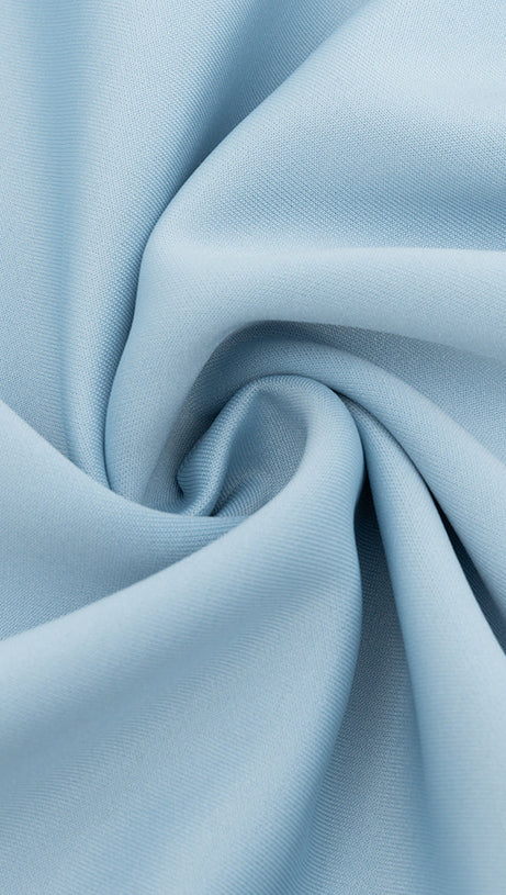 ONE-SHOULDER LACE TRIM EMBELLISHED MIDI DRESS IN BLUE