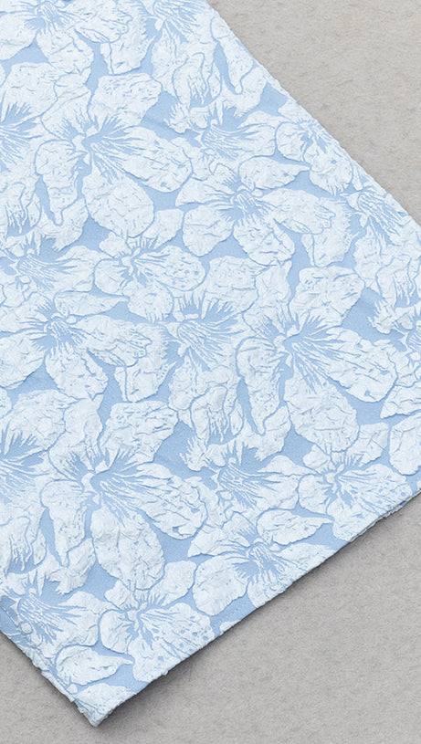 STRAP BUTTERFLY SLEEVES MIDI DRESS IN BLUE