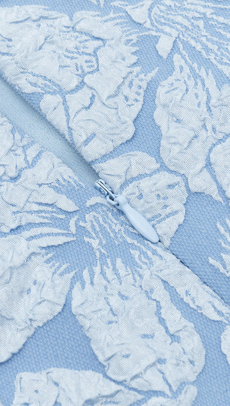 STRAP BUTTERFLY SLEEVES MIDI DRESS IN BLUE