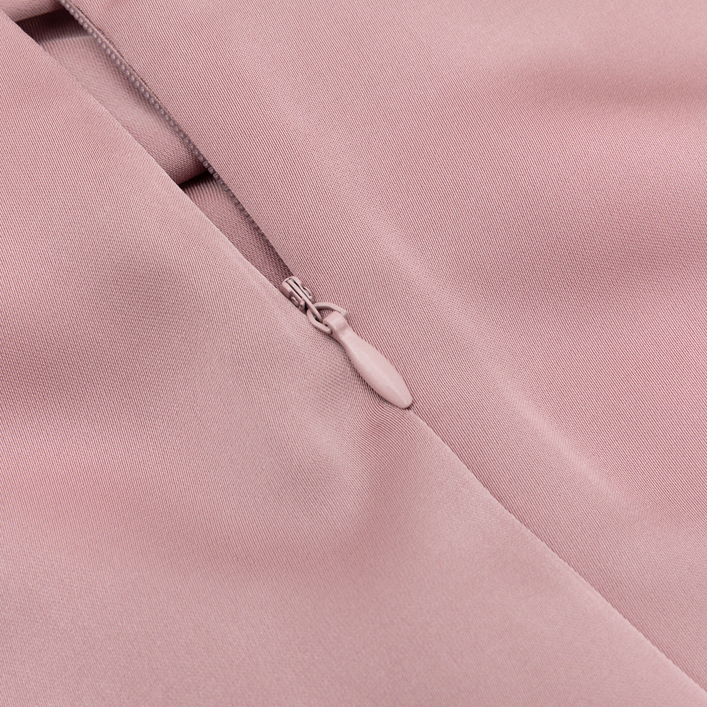 AIIZIE OFF-SHOULDER CRYSTAL DETAIL SATIN MAXI DRESS IN PINK - product image
