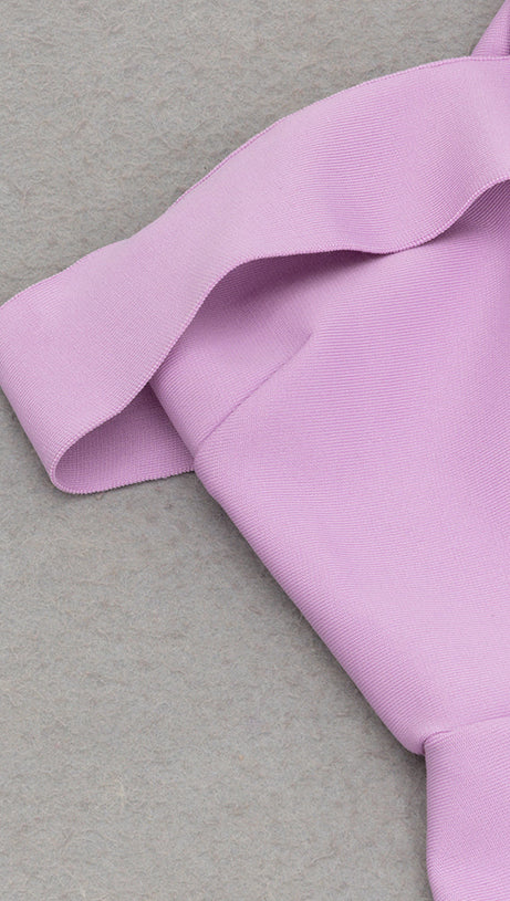 ONE-SHOULDER RUFFLE TRIM MIDI DRESS IN ICEBERRY PINK