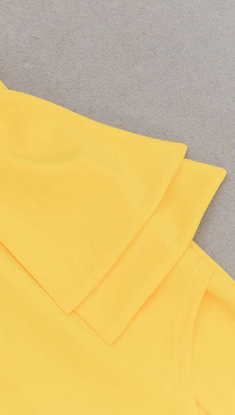 BROOK OFF-SHOULDER BODYCON MIDI DRESS IN YELLOW