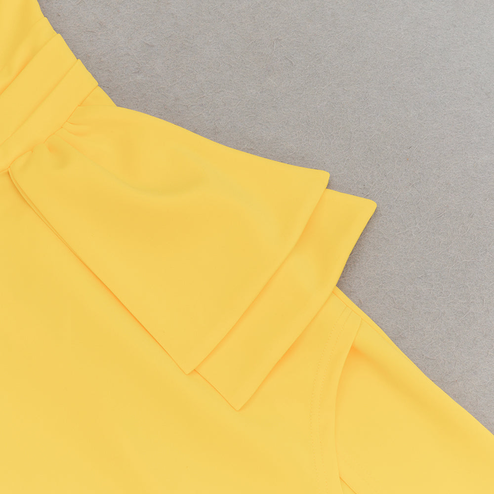 AIIZIE BROOK OFF-SHOULDER BODYCON MIDI DRESS IN YELLOW - product image