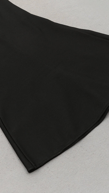 ONE SHOULDER DIAMOND BODYCON MAXI DRESS IN BLACK