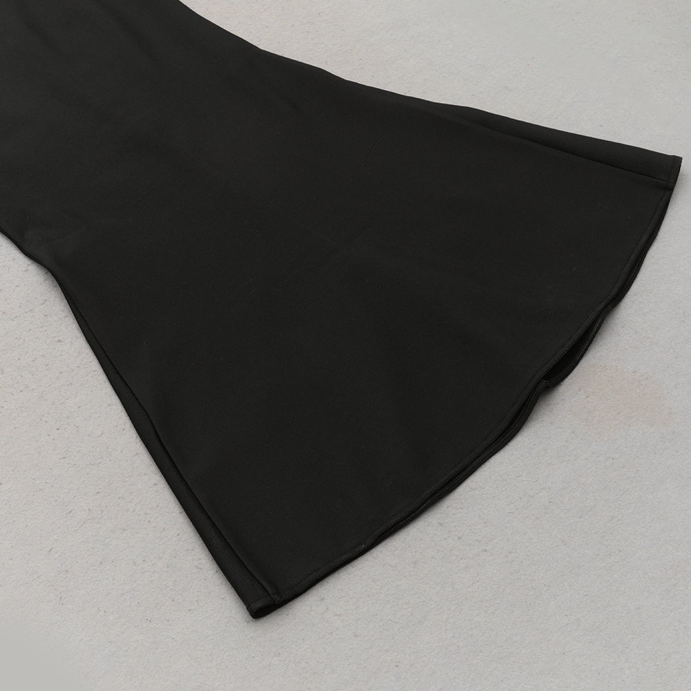 AIIZIE ONE SHOULDER DIAMOND BODYCON MAXI DRESS IN BLACK - product image