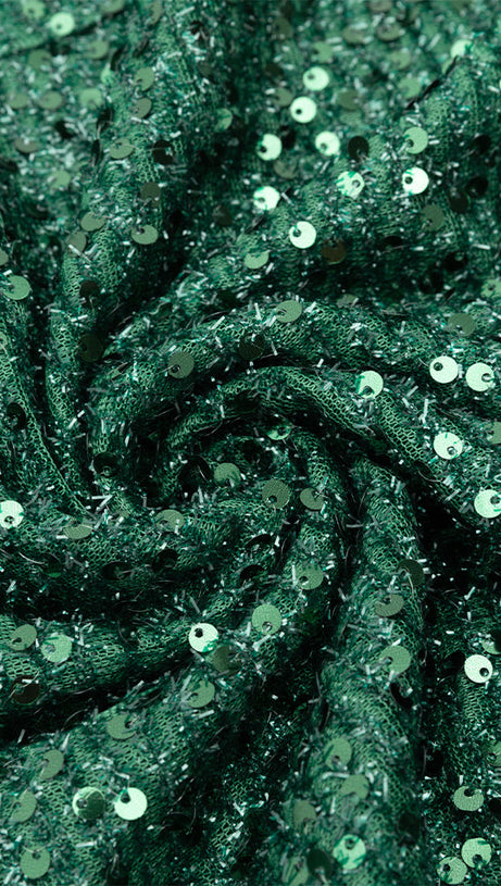 ASYMMETRIC SEQUIN CUT OUT MAXI DRESS IN GREEN