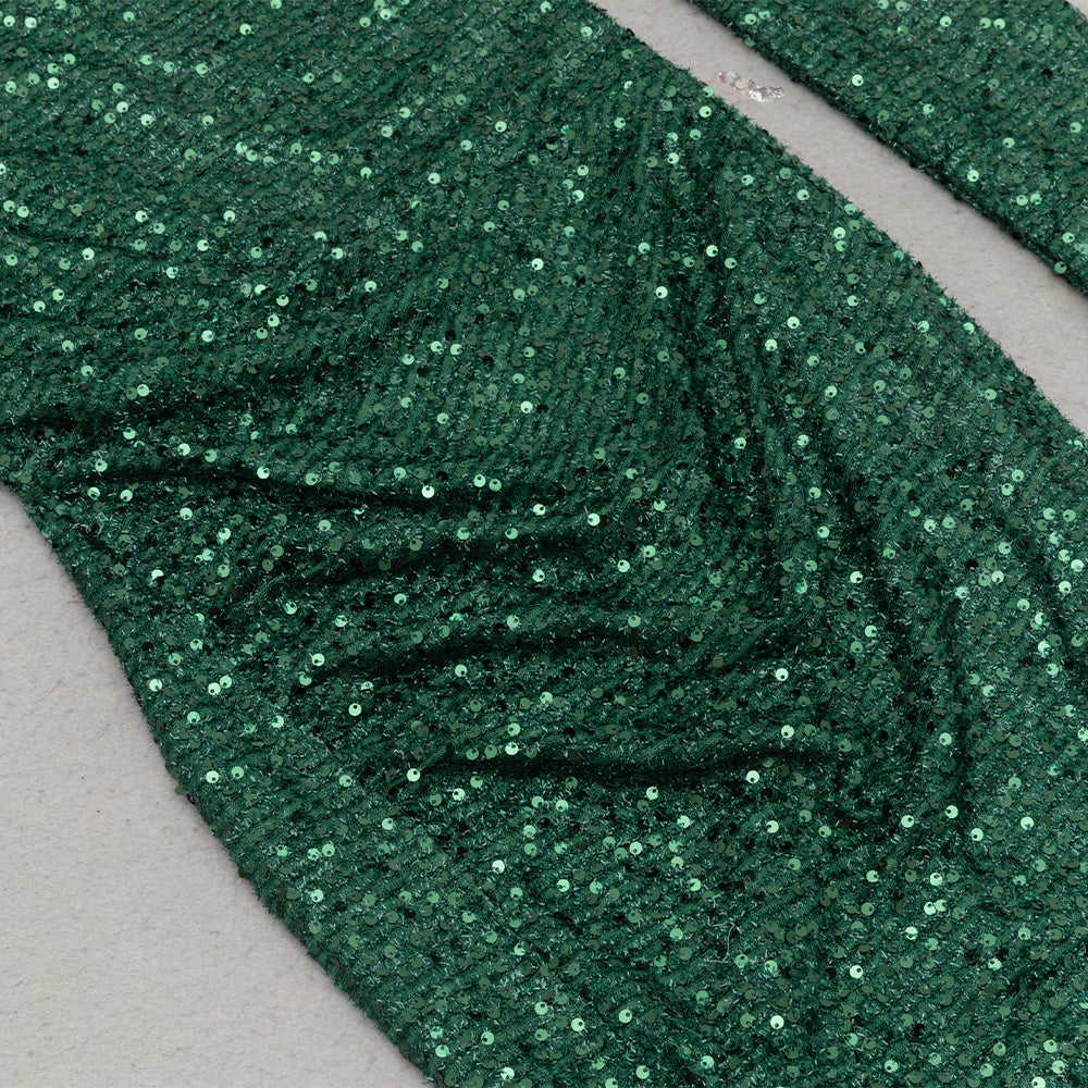 AIIZIE ASYMMETRIC SEQUIN CUT OUT MAXI DRESS IN GREEN - product image