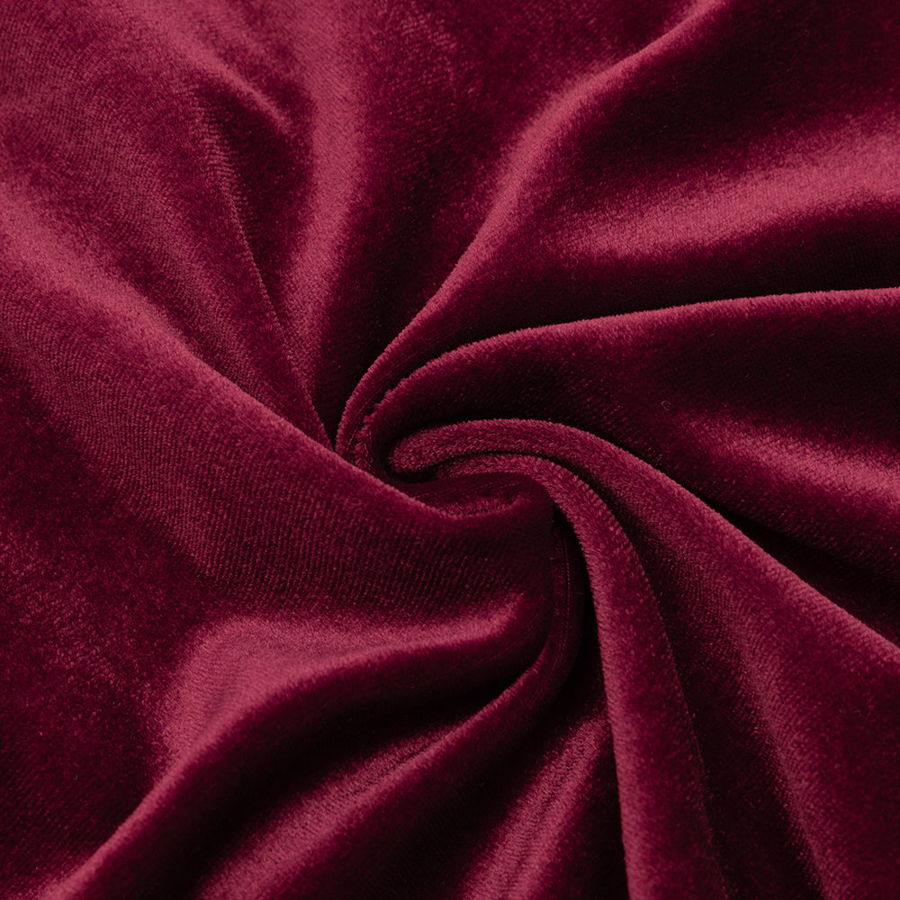 AIIZIE IRMA BURGUNDY V-NECK RUFFLE TRIM EMBELLISHED VELVET MAXI DRESS - product image